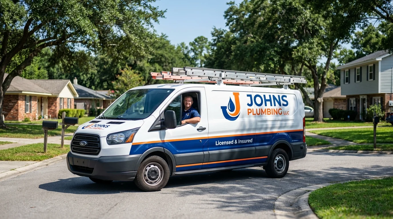 Johns Plumbing LLC service van in Womelsdorf, PA