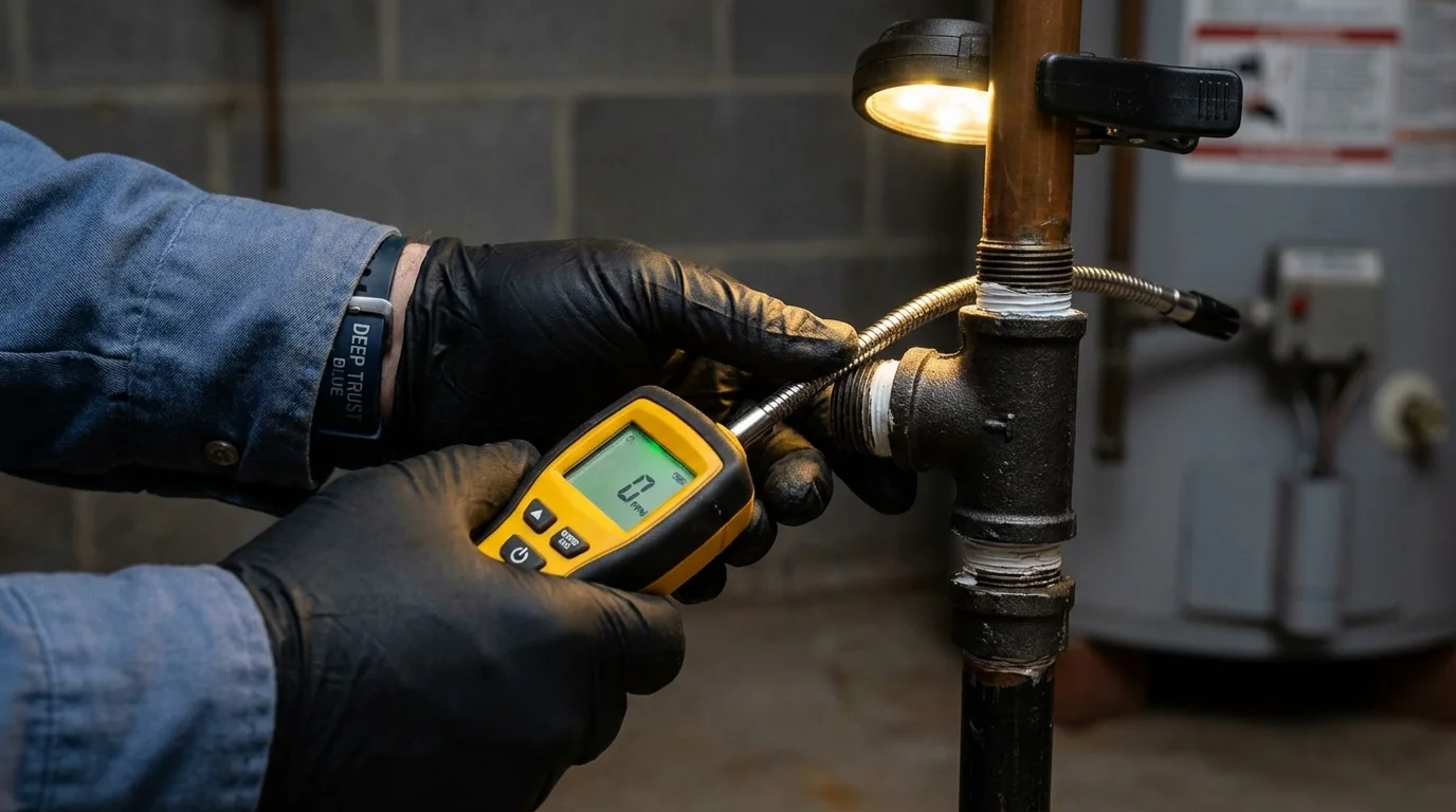 Gas leak detection with electronic sniffer by Johns Plumbing LLC in Womelsdorf